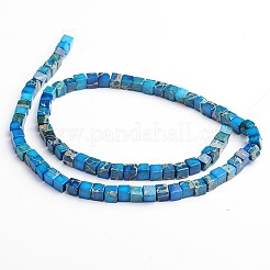 Dyed Natural Imperial Jasper Cube Beads Strands&nbsp;G-M273-01-6mm