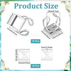 10Pcs 201 Stainless Steel Cuff Pad Ring Settings&nbsp;STAS-ME0002-80