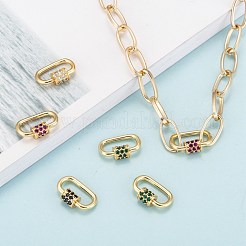 Brass Micro Pave Cubic Zirconia Screw Carabiner Lock Charms&nbsp;ZIRC-G156-11G