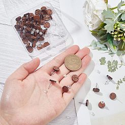60Pcs Walnut Wood Stud Earring Findings&nbsp;MAK-NB0001-12