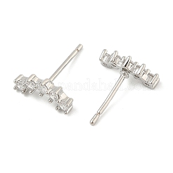 Brass Micro Pave Clear Cubic Zirconia Stud Earrings&nbsp;EJEW-R016-26P-15