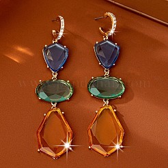 Teardrop with Oval Zinc Alloy Dangle Stud Earrings&nbsp;FS-WG9D9B9-01