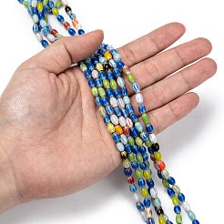 Oval Handmade Millefiori Glass Beads Strands&nbsp;LK-R004-85