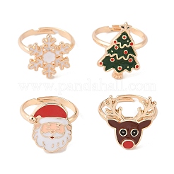 Christmas Themes Alloy with Enamel Adjustable Finger Rings&nbsp;RJEW-Z108-01G