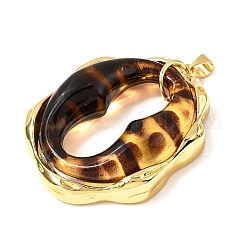 Leopard Print Brass Resin Pendants&nbsp;KK-A296-53C-G