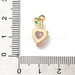 Heart with Leaf Brass Pendants&nbsp;KK-M295-02G