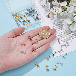 40Pcs 2 Colors 304 Stainless Steel Stud Earring Findings&nbsp;STAS-UN0063-71
