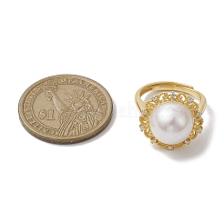 Flower Natural Pearl Adjustable Rings&nbsp;RJEW-P113-03G