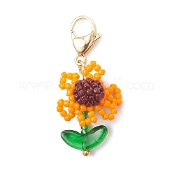Sunflower Acrylic & Glass Seed Pendant Decorations&nbsp;HJEW-MZ00344