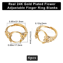 4Pcs Adjustable Brass Ring Components&nbsp;KK-BBC0008-71