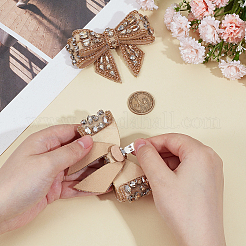 2Pcs Bowknot Imitation Microfiber Rhinestones Shoe Buckle Clips&nbsp;FIND-OC0013-66