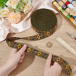 Rhombus Pattern Ethnic Style Polyester Ribbons&nbsp;OCOR-BC0009-21B
