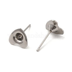 Non-Tarnish Heart 201 Stainless Steel Stud Earring Findings&nbsp;STAS-Q315-01P