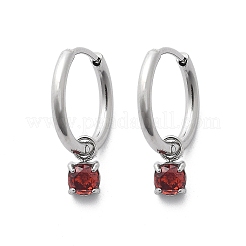 304 Stainless Steel Micro Pave Cubic Zirconia Hoop Earrings&nbsp;STAS-R004-02P-01