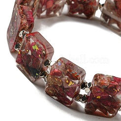 Dyed Natural Imperial Jasper with Resin Beaded Stretch Bracelets&nbsp;BJEW-G698-01A-03