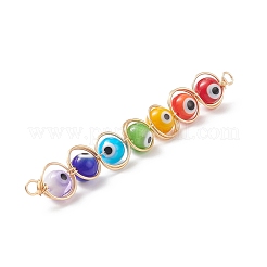 7 Chakra Evil Eye Handmade Lampwork Round Bead Connector Charms&nbsp;PALLOY-JF01929