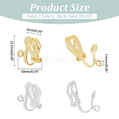 40Pcs 2 Colors Brass Clip-on Earring Findings&nbsp;KK-PH0010-11