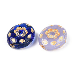 Oval with Flower Glass Beads&nbsp;GLAA-T025-48M