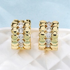 Brass Micro Pave Clear Cubic Zirconia Hoop Earrings&nbsp;EJEW-H158-14G