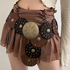 Vintage PU Leather Hollow Corset Belts with Disc Alloy Clasps&nbsp;AJEW-WH20070-089D