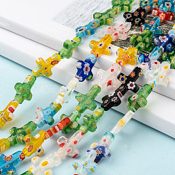 2 Strands Cross Handmade Millefiori Glass Beads Strands&nbsp;LK-PA0001-02