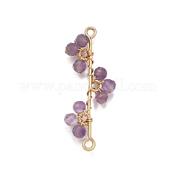 4Pcs 4 Styles Natural Green Aventurine & Apatite & Carnelian and Amethyst Faceted Round Beaded Branch Connector Charms&nbsp;PALLOY-TA00273