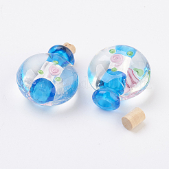 Handmade Silver Foil Lampwork Perfume Bottle Pendants&nbsp;FOIL-P001-C