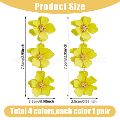 4 Pairs 4 Colors Alloy Flower Dangle Stud Earrings for Women&nbsp;EJEW-FI0002-99