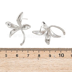 Flower Brass Stud Earring Findings&nbsp;KK-F921-01P