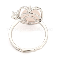 Natural & Synthetic Mixed Gemstone Round & Flower Adjustable Ring&nbsp;RJEW-G290-03P