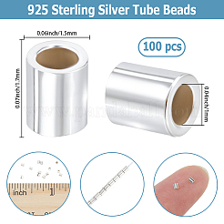 100Pcs 925 Sterling Silver Spacer Tube Beads&nbsp;STER-BBC0008-90