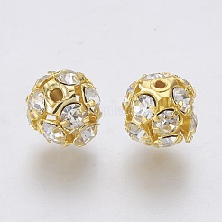 Golden Plated Brass Rhinestone Beads&nbsp;RB-L032-02B