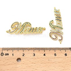 Mother's Day Brass Micro Pave Cubic Zirconia Word Mama Connector Charms&nbsp;KK-M324-01C-G