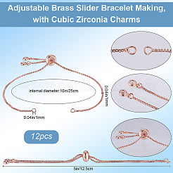 12Pcs Rack Plating Adjustable Brass Slider Bracelet Making&nbsp;KK-SP0001-80RG