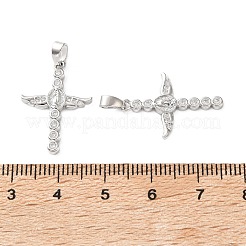 Brass Micro Pave Clear Cubic Zirconia Pendants&nbsp;CU-CBA2554-08P