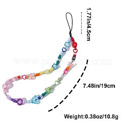 Rainbow Resin Beaded Mobile Phone Lanyard Wrist Strap&nbsp;HJEW-WH0068-11