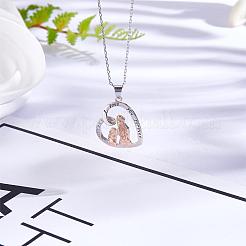 Heart Pendant Necklace Mother and Daughter Sitting Side-by-Side Necklace Cute Hollow Heart Dangle Necklace Charms Jewelry Gifts for Women Mother's Day Christmas Birthday Anniversary&nbsp;JN1099A