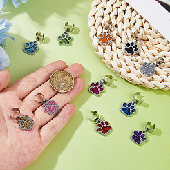 12Pcs 12 Colors Paw Print Alloy Enamel Stethoscope Pendant Decorations&nbsp;HJEW-FH00124