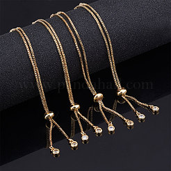 Adjustable Brass Micro Pave Cubic Zirconia Chain Bracelet Making&nbsp;ZIRC-CJ0001-01G