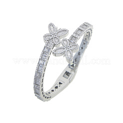 Butterfly Brass Micro Pave Clear Cubic Zirconia Hinged Bangles for Women&nbsp;FS-WG0F47F-01