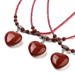 Natural & Synthetic Mixed Gemstone Heart Pendant Necklaces&nbsp;NJEW-G143-02