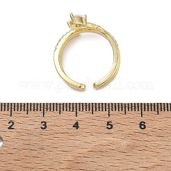 Brass Micro Pave Cubic Zirconia Cuff Open Rings for Women&nbsp;RJEW-L343-05G-02