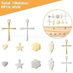 60Pcs 10 Styles 304 Stainless Steel Pendants&nbsp;STAS-FS0001-78