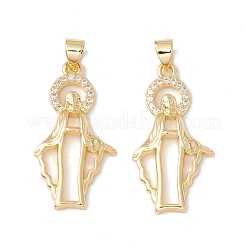 Brass Micro Pave Clear Cubic Zirconia Pendants&nbsp;KK-G415-23G
