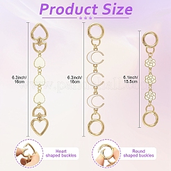 2Pcs 2 Styles Alloy White Enamel Moon Heart Link Bag Extender Chains&nbsp;HJEW-YW00084-02