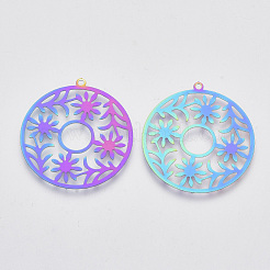 Ion Plating(IP) 201 Stainless Steel Filigree Pendants&nbsp;STAS-R102-15