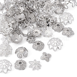 54Pcs 9 Style Brass Bead Caps&nbsp;KK-TA0003-41