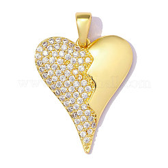 Brass Micro Pave Clear Cubic Zirconia Pendants&nbsp;CU-OY001-49G