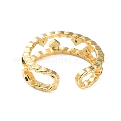 Rack Plating Brass Micro Pave Cubic Zirconia Open Cuff Rings for Women&nbsp;RJEW-U026-04G-01