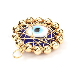Flat Round Evil Eye Lampwork Pendants&nbsp;PALLOY-JF01014
